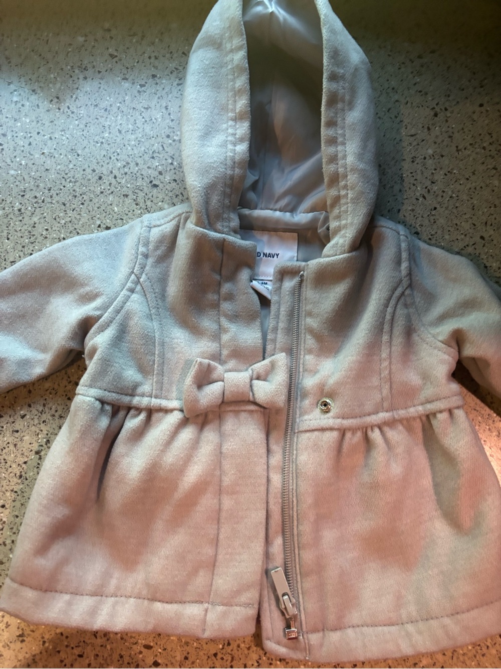 Old Navy Cream Hooded Girls Pea Coat with Bow Accent